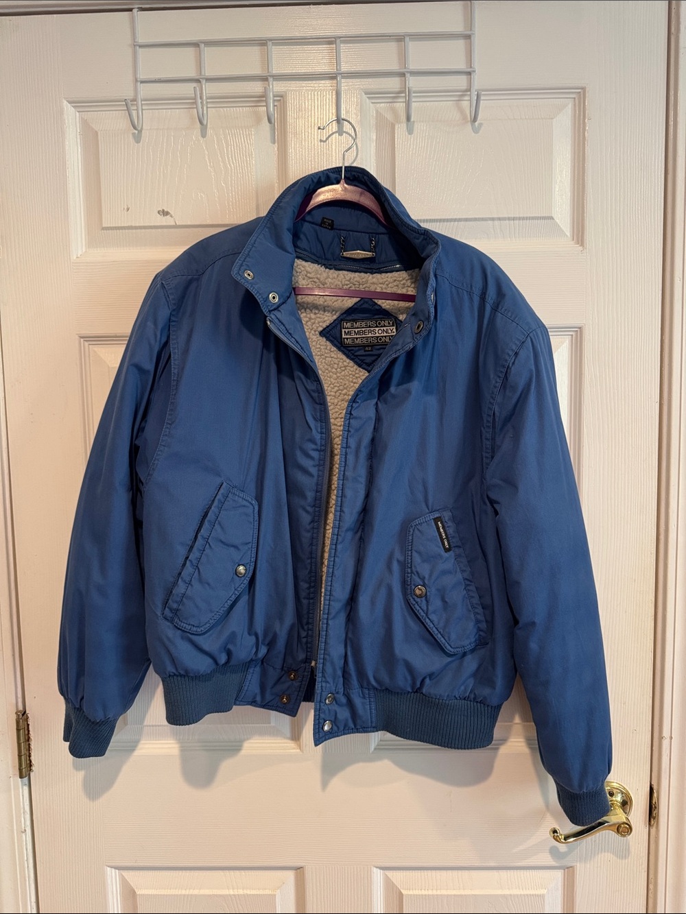 Members Only Blue Bomber Jacket with Removable Sherpa Interior